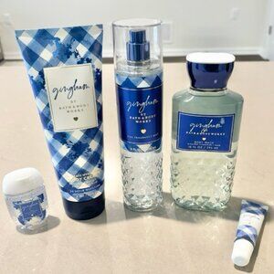 5-Piece Bath & Body Works Gingham Bundle Body Wash Cream Mist Mini Set NEW